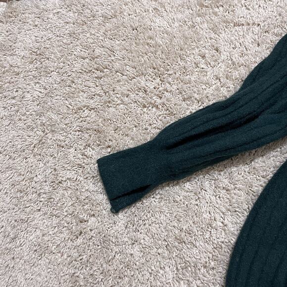 Aerie Size Small Oversized Green Ribbed Crewneck Split Cuff Pullover Sweater - Picture 4 of 6